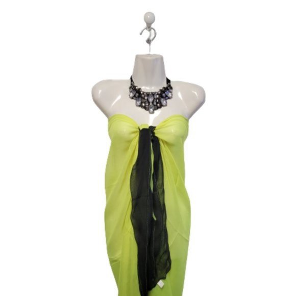Green Pareo Scarf Sarong Wrapskirt or Sexy Halter Coverup Dress - Picture 5 of 5